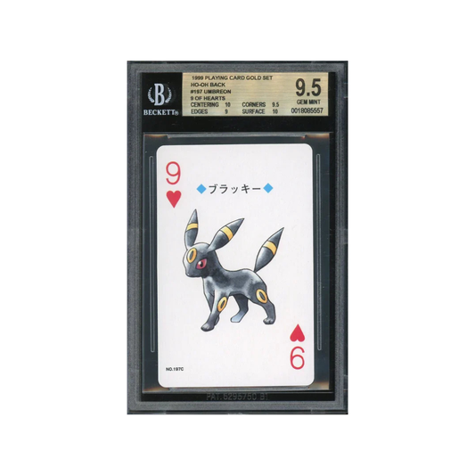 BGS 9.5 1999 PLAYING CARD GOLD SET HO-OH BACK #197 UMBREON 9 OF HEARTS