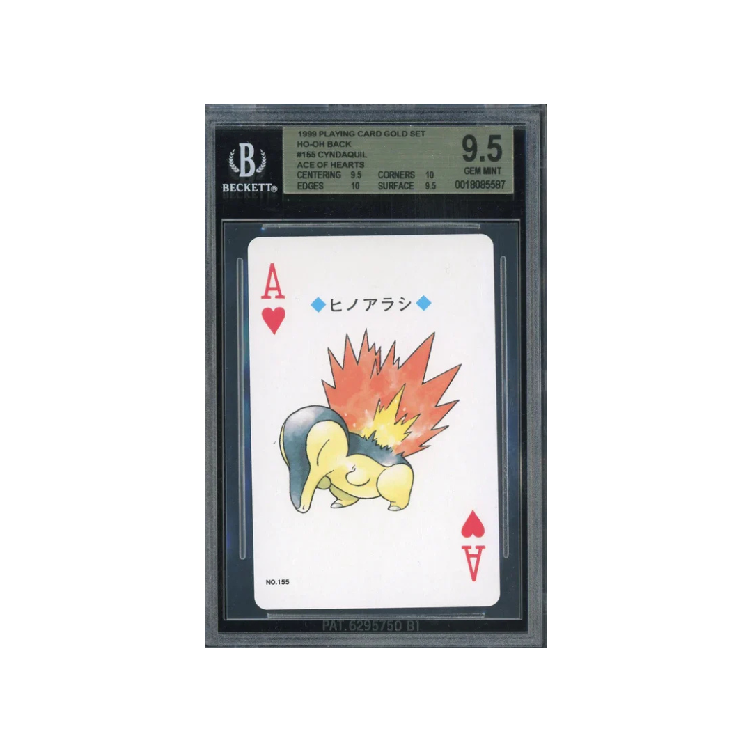 BGS 9.5 1999 PLAYING CARD GOLD SET HO-OH BACK #155 CYNDAQUIL ACE OF HEARTS