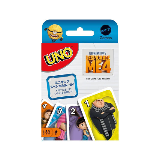 Mattel Games HXT53 UNO Despicable Me 4 Minions Card Game, Party Goods, For 2 to 10 Players, 112 Cards, Ages 7 and Up, Yellow (English Language Not Guaranteed)