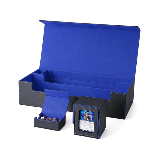 Deck Case, Trading Card Case, Card Storage Box, Card Case, Prema Damecan, Storage Case, For Yu-Gi-Oh! Pokémon MTG Various Card Games (Black Interior Blue)